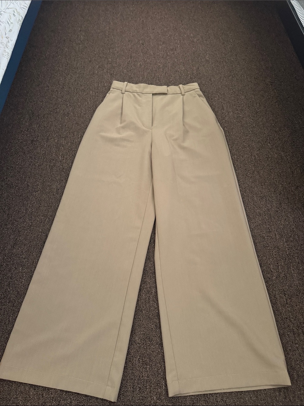 Zara Wide Leg Pants in Beige